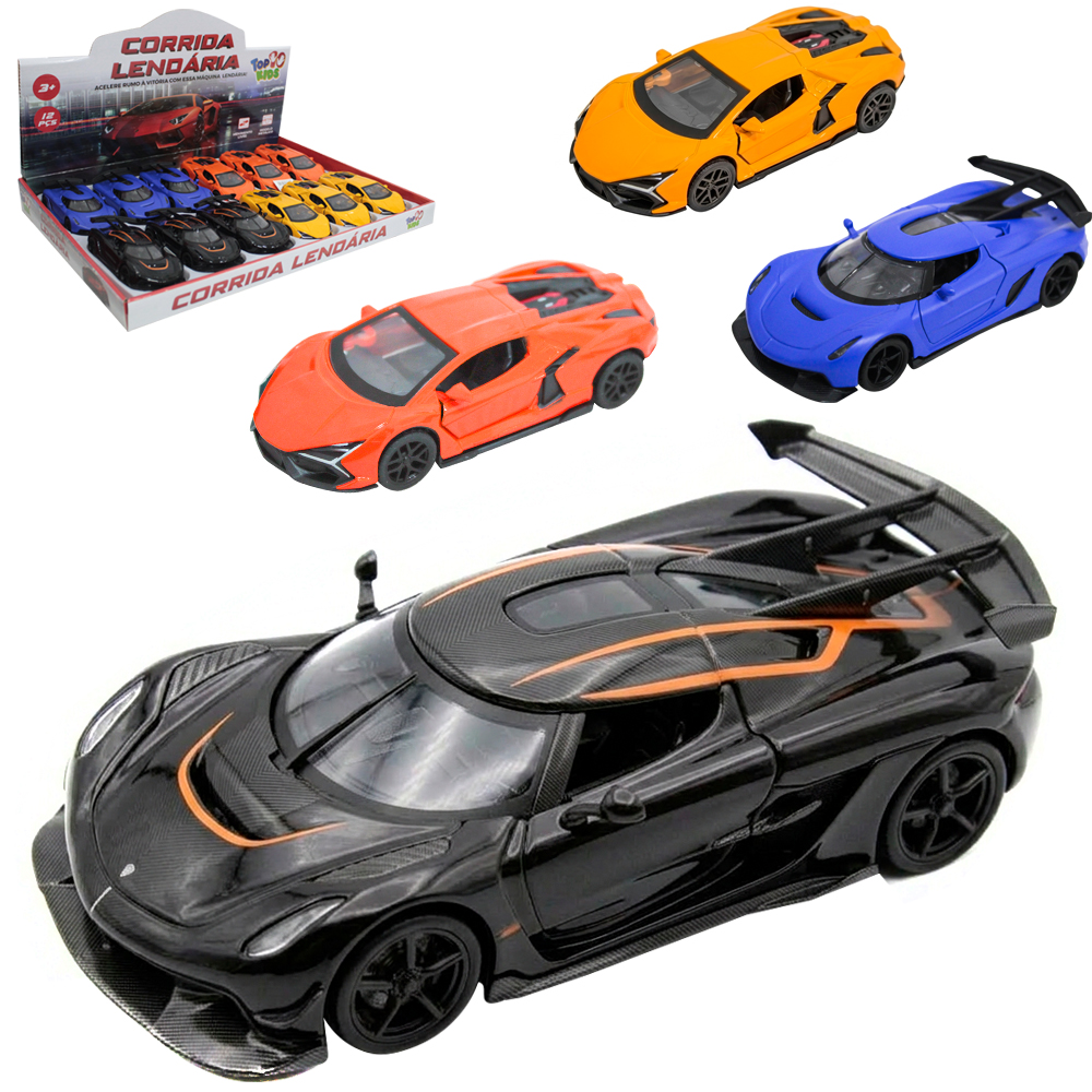 CARRO DE METAL A FRICCAO PULL BACK CORRIDA LENDARIA TOP KIDS 12,5X5,5X3CM DP PLAY