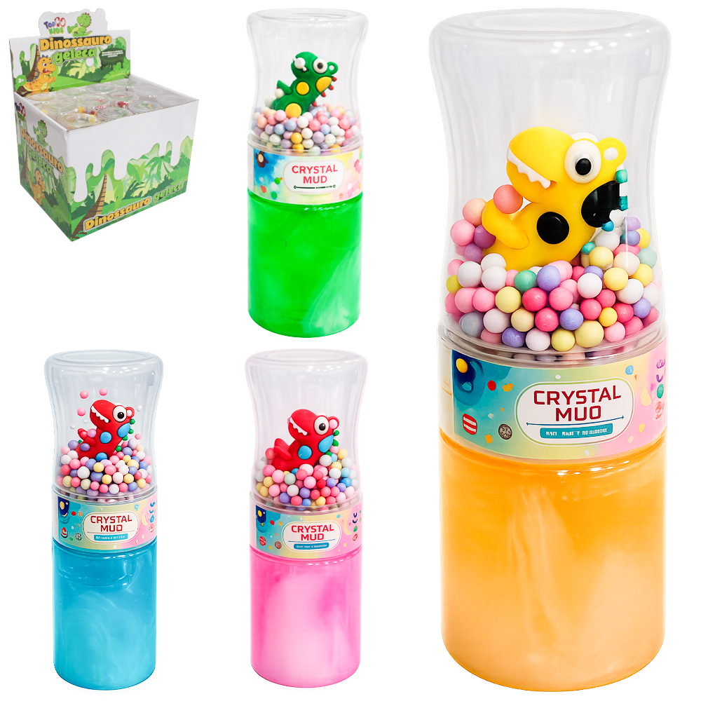 GELEINHA SLIME / GELECA + DINOSSAURO CRYSTAL MUD TOP KIDS 175GR NO TUBO DP PLAY