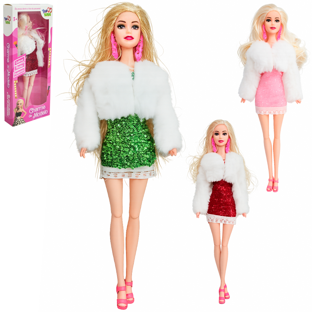 BONECA CHARME DE MODELO ARTICULADA COM VESTIDO TOP KIDS