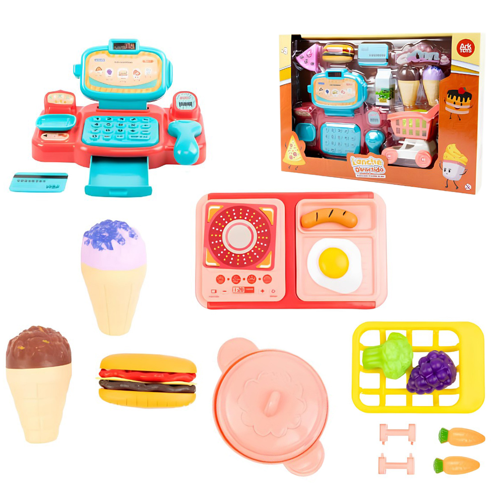 KIT COZINHA INFANTIL COM ACESSORIOS SORTIDOS LANCHE DIVERTIDO 13 PECAS