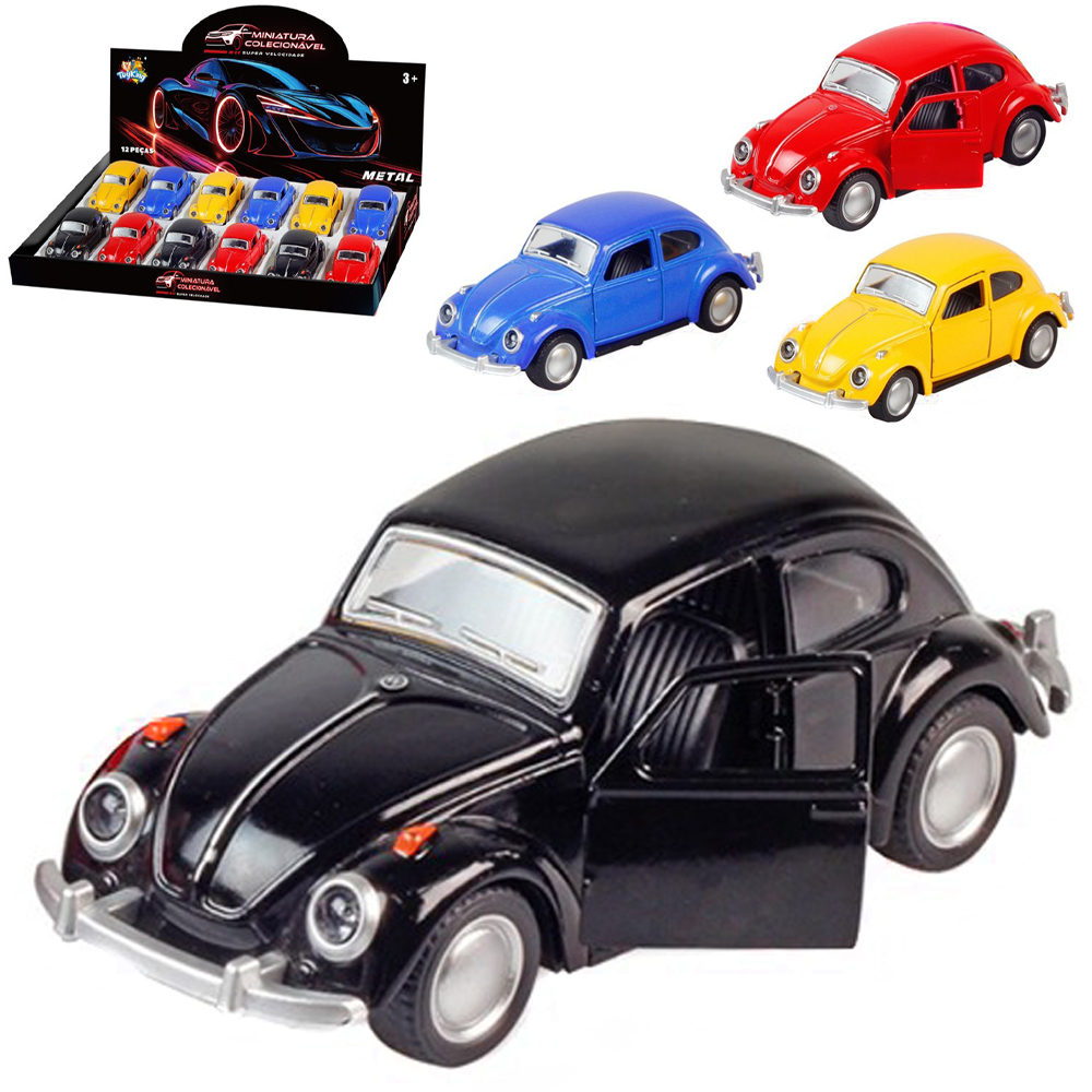 CARRO FUSCA DE METAL A FRICCAO PULL BACK MINIATURA COLECIONAVEL DP PLAY