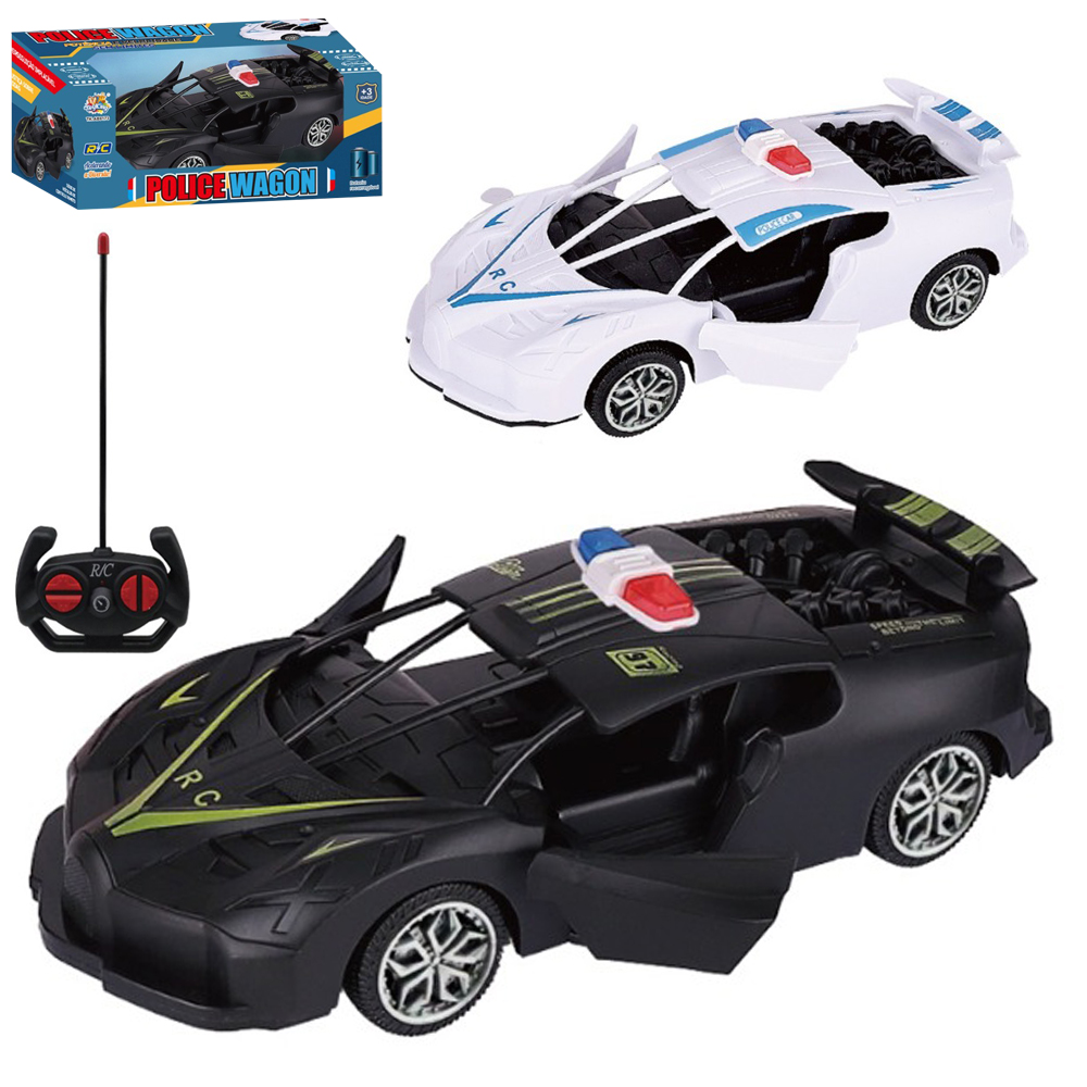CARRO COM CONTROLE REMOTO SEM FIO POLICIA POLICE WAGON 7 FUNCOES A BATERIA RECARREGAVEL