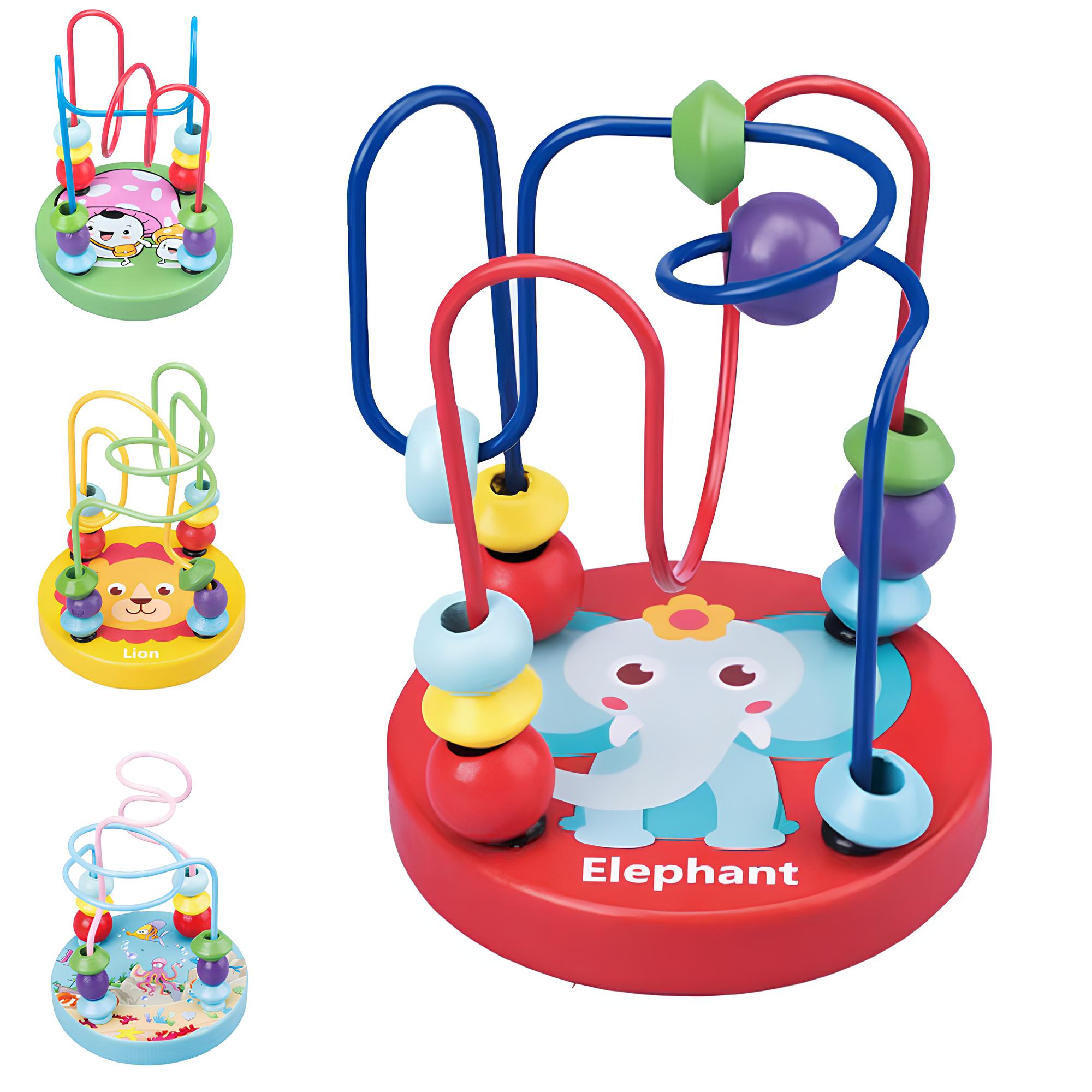 LABIRINTO COM CONTAS MONTANHA RUSSA DIDATICO DE MADEIRA / METAL 10,5X9CM DE Ø