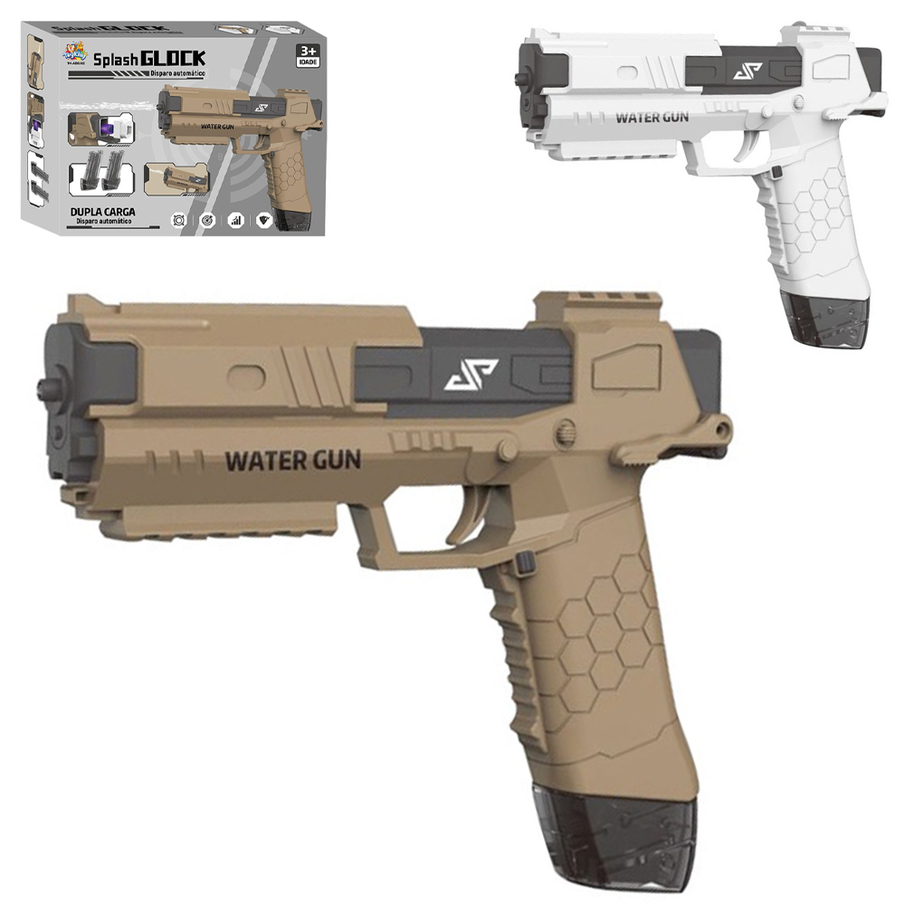 PISTOLA LANCA AGUA GLOCK AUTOMATICA SUPER MIRA A BATERIA RECARREGAVEL