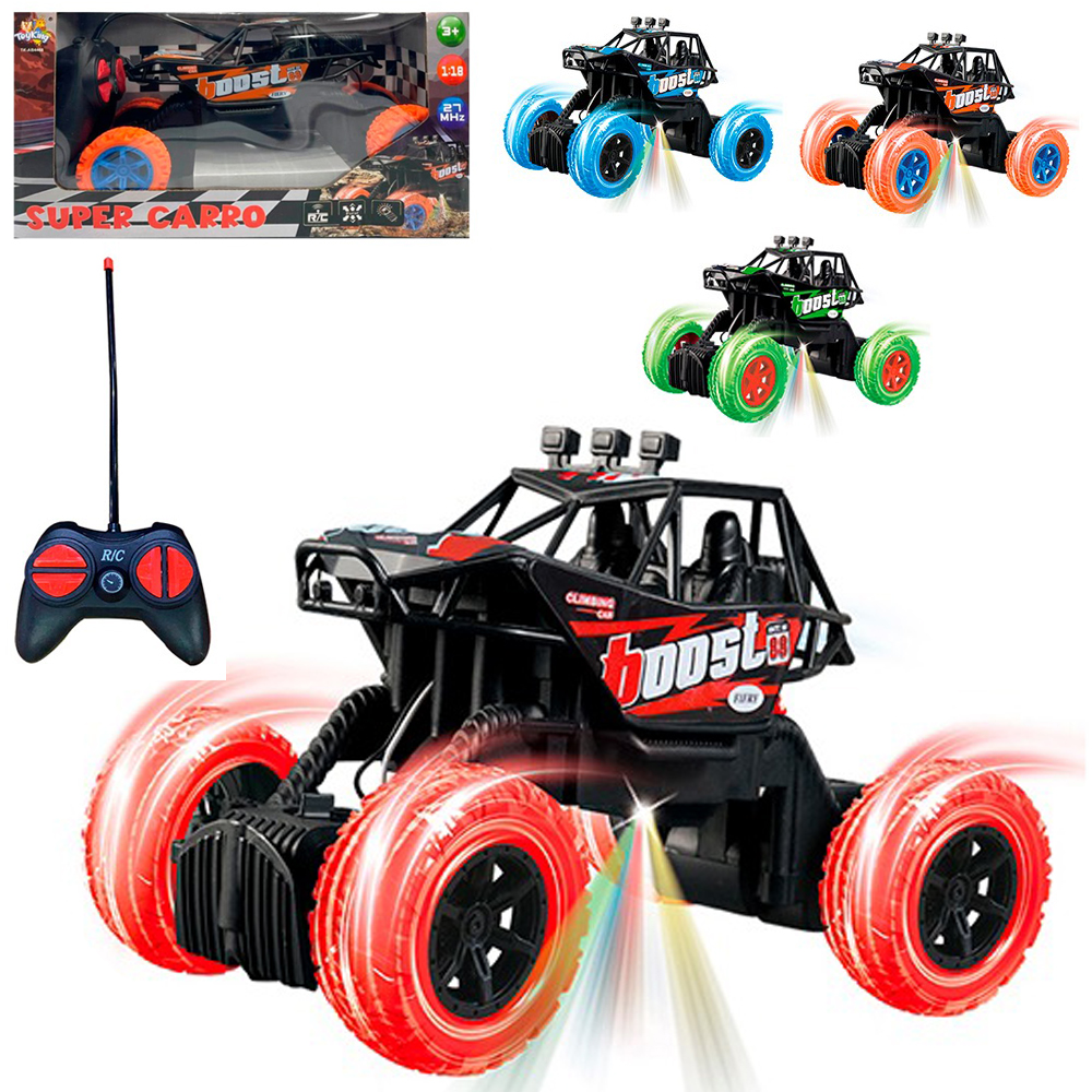 CARRO COM CONTROLE REMOTO SEM FIO PICK-UP SUPER CARRO 7 FUNCOES A PILHA