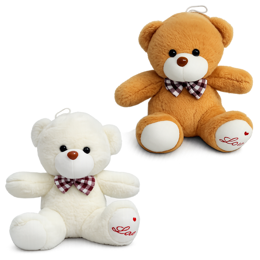 URSO DE PELUCIA LOVE COM LACO XADREZ 26X23X21CM