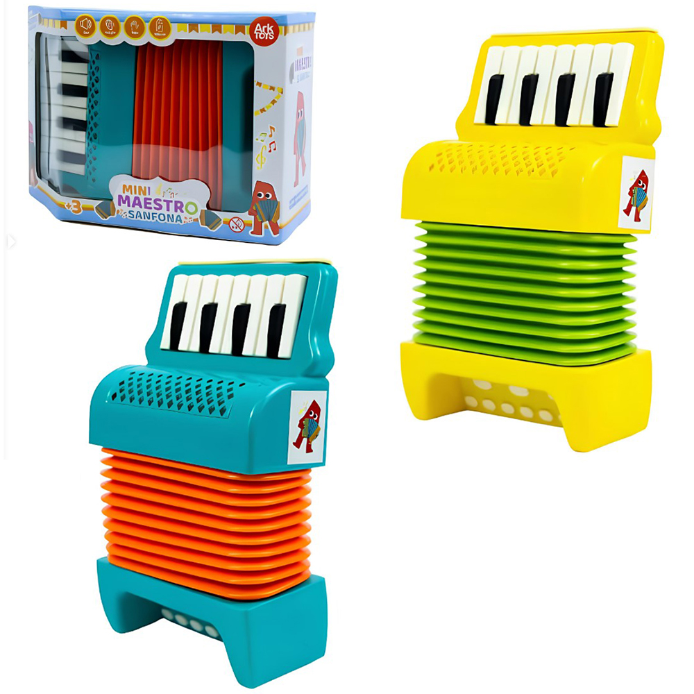 SANFONA / ACORDEON INFANTIL MUSICAL MINI MAESTRO A PILHA 23X14X6,5CM