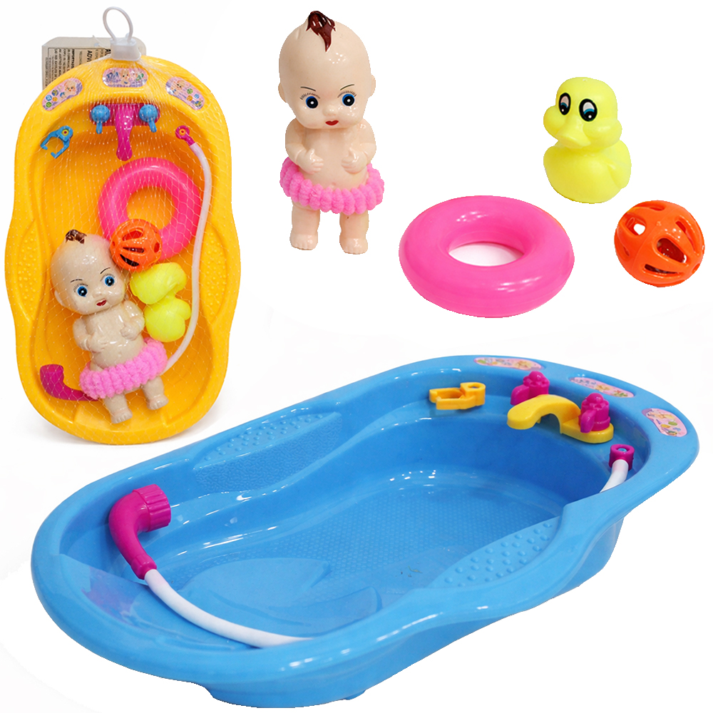 BONECA NA BANHEIRA COM ACESSORIOS 5 PECAS