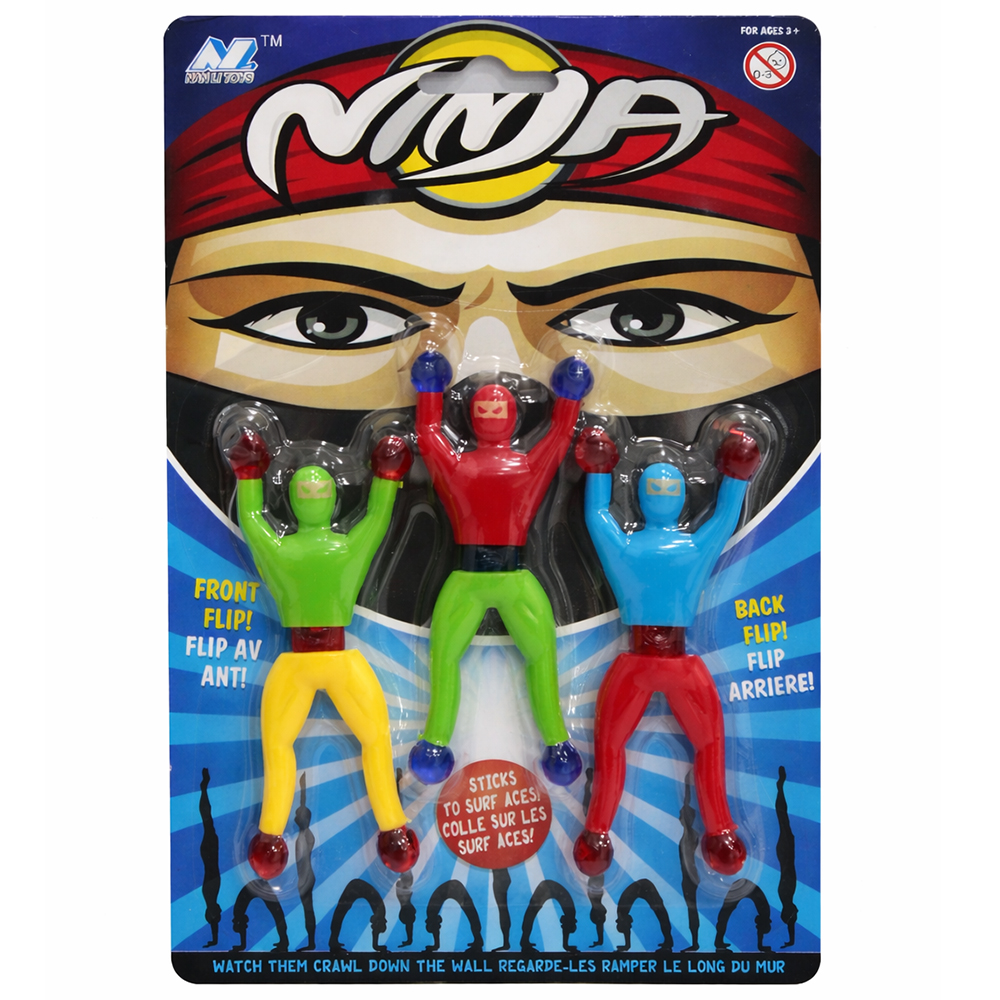 BONECO GRUDA GRUDA NINJA COM 3 PECAS