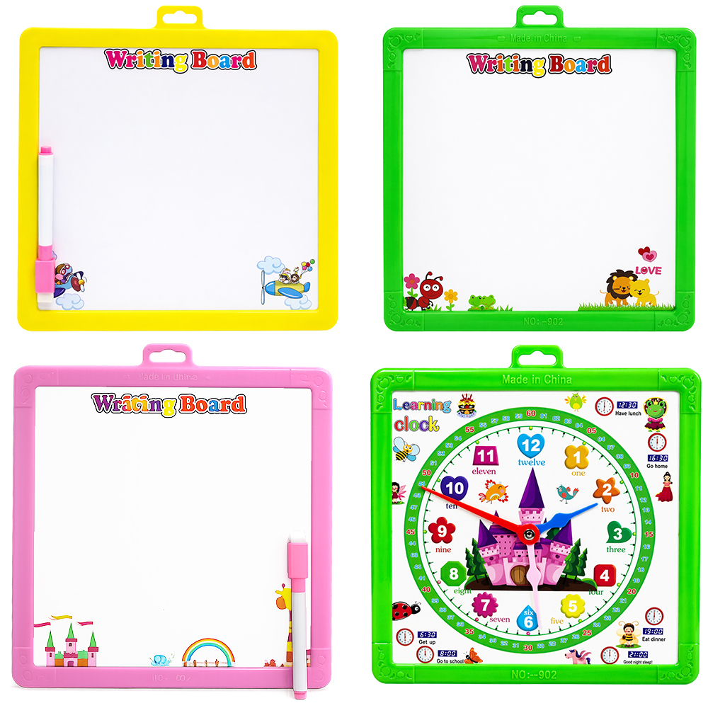 QUADRO / LOUSA BRANCA + CANETA COM APAGADOR + RELOGIO 24X22,5CM