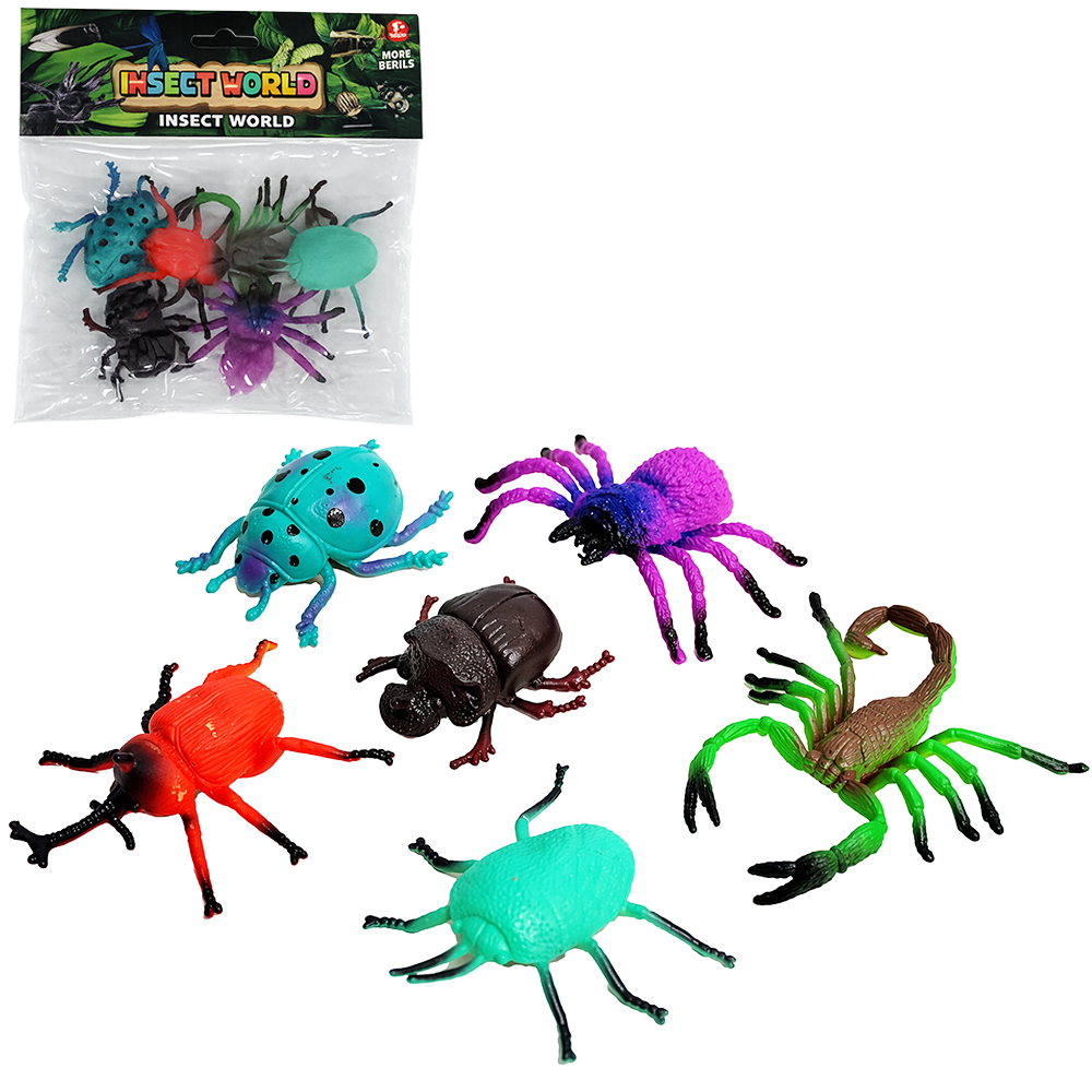 KIT ANIMAL SELVAGEM INSETOS DE PVC INSECT WORLD COM 6 PECAS