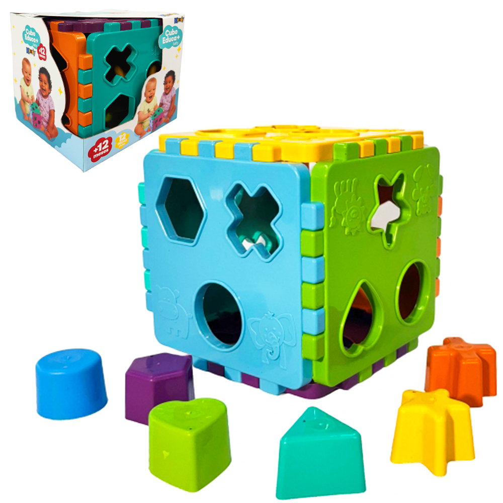 CUBO DE ENCAIXE DIDATICO BABY EDUCA + 14,5CM