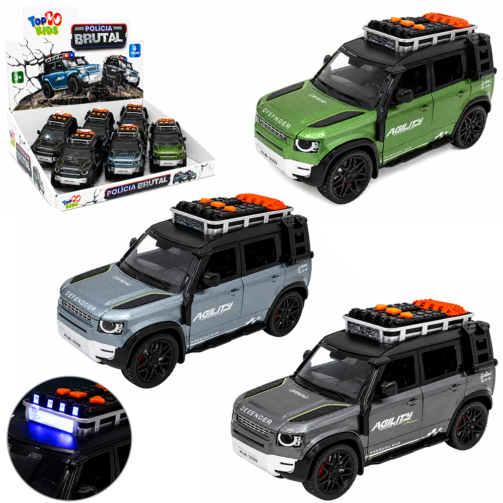 CARRO A FRICCAO POLICIA BRUTAL COM SOM E LUZ A BATERIA TOP KIDS DP PLAY