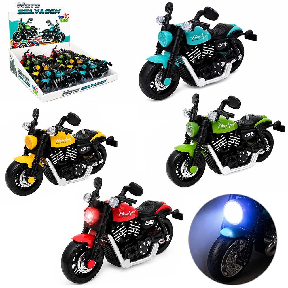 MOTO A FRICCAO SELVAGEM COM SOM E LUZ A BATERIA TOP KIDS DP PLAY