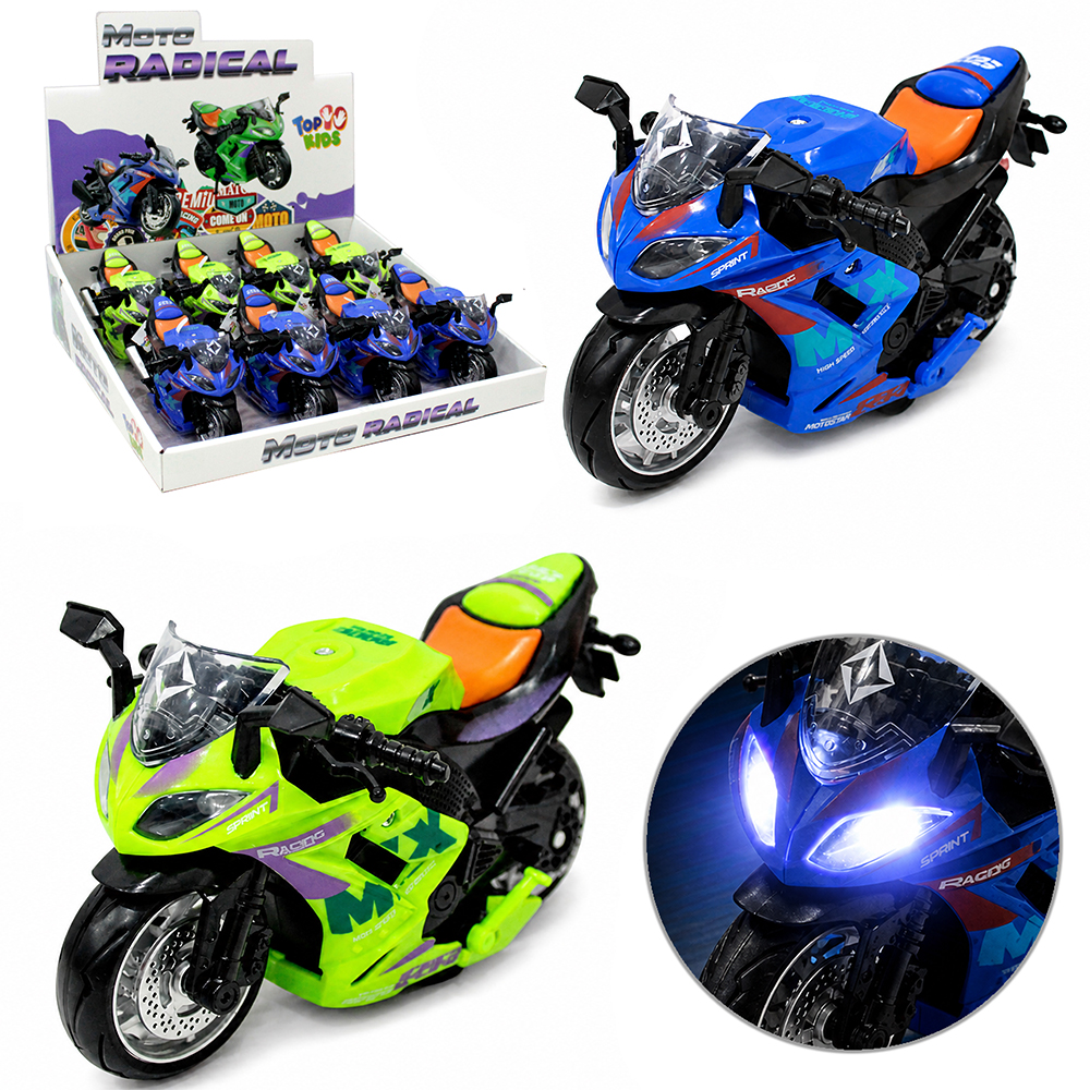 MOTO A FRICCAO RADICAL COM SOM E LUZ A BATERIA TOP KIDS DP PLAY