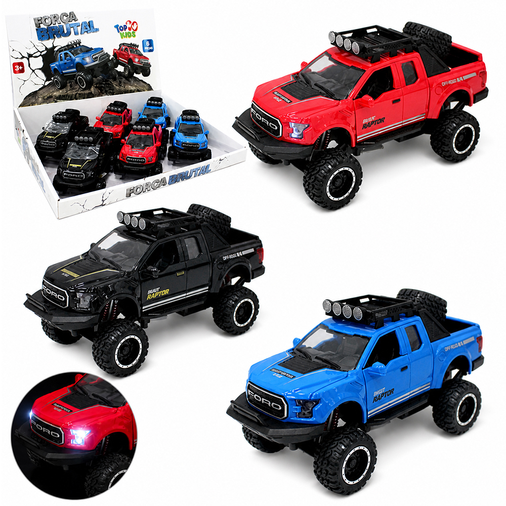 CARRO PICK-UP CAMINHONETE A FRICCAO COM SOM E LUZ A BATERIA TOP KIDS DP PLAY