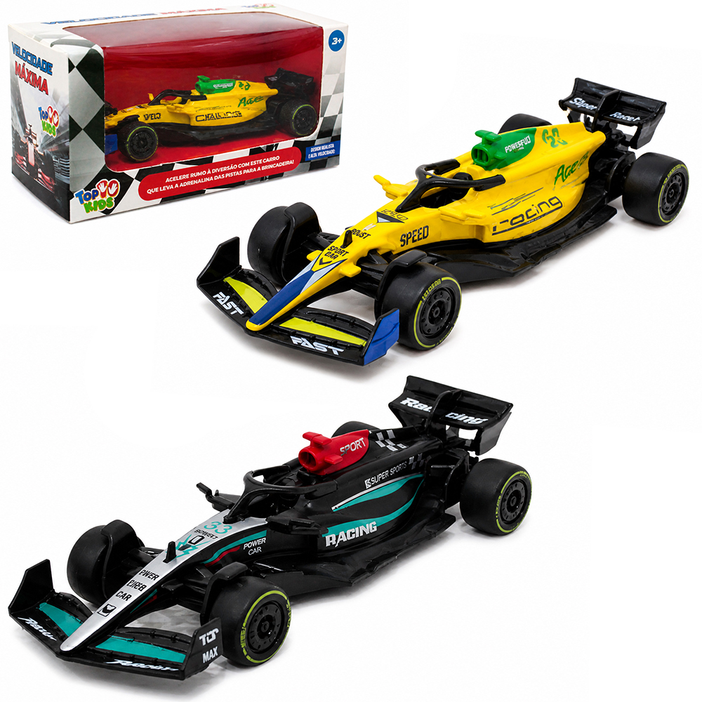 CARRO DE METAL FORMULA 1 A FRICCAO PULL BACK VELOCIDADE MAXIMA TOP KIDS