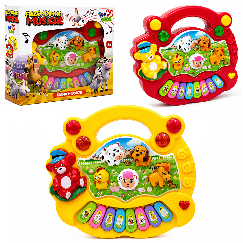 TECLADO / PIANO MUSICAL INFANTIL FAZENDINHA COM LUZ A PILHA TOP KIDS