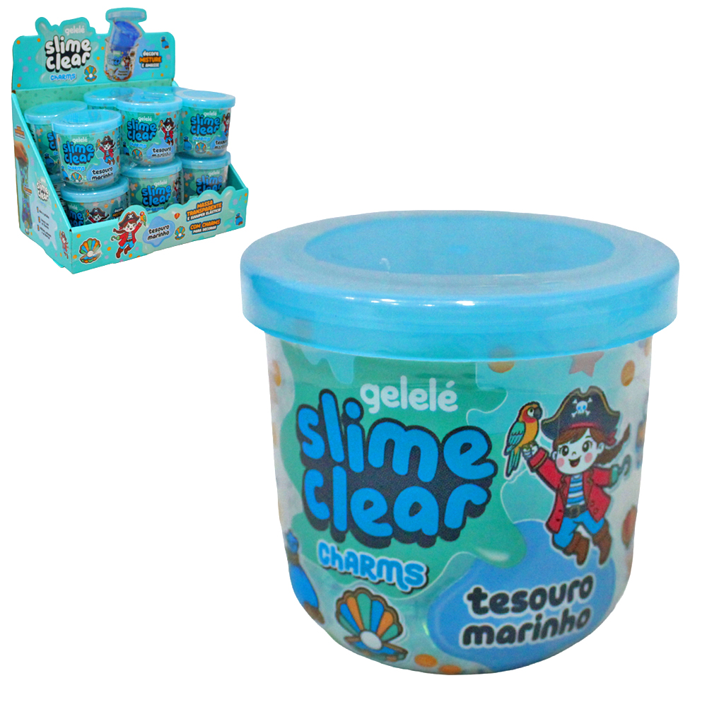 GELEINHA SLIME CLEAR CHARMS / GELELE TESOURO / MARINHO DECORE MISTURE E AMASSE 115G POTE DP PLAY