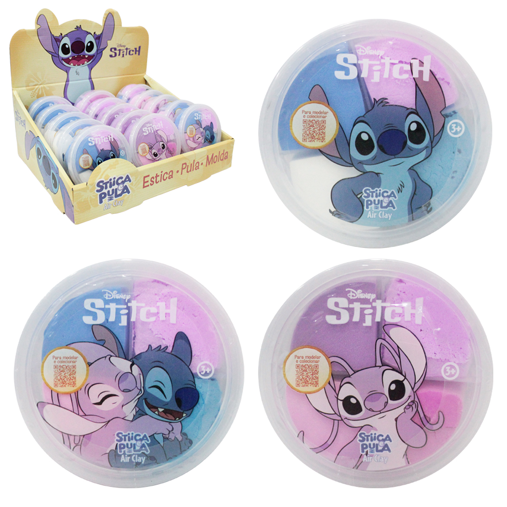 MASSINHA DE MODELAR STIICA E PULA STITCH COM 4 CORES 20G NO POTE DP PLAY