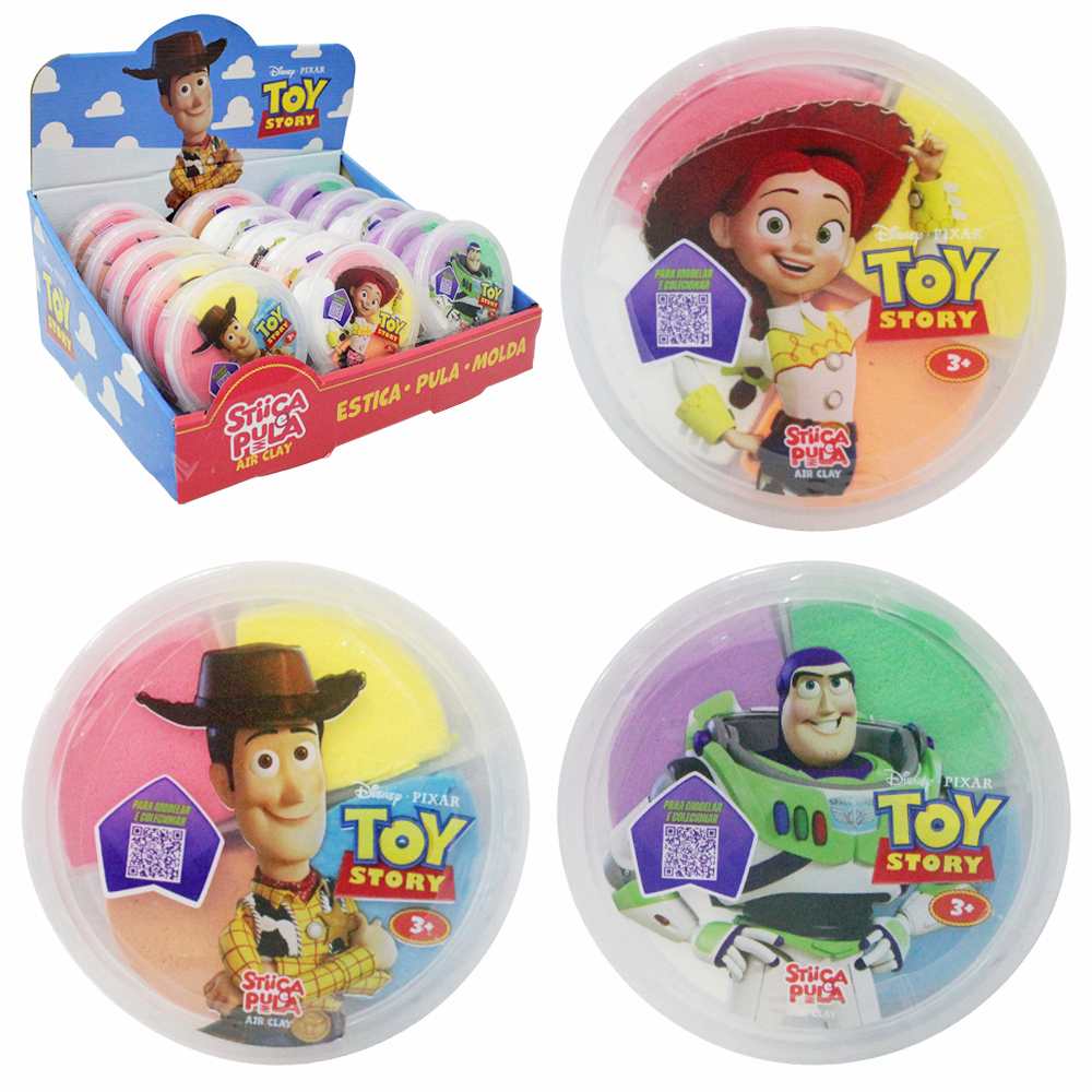 MASSINHA DE MODELAR STIICA E PULA TOY STORY COM 4 CORES 20G NO POTE DP PLAY