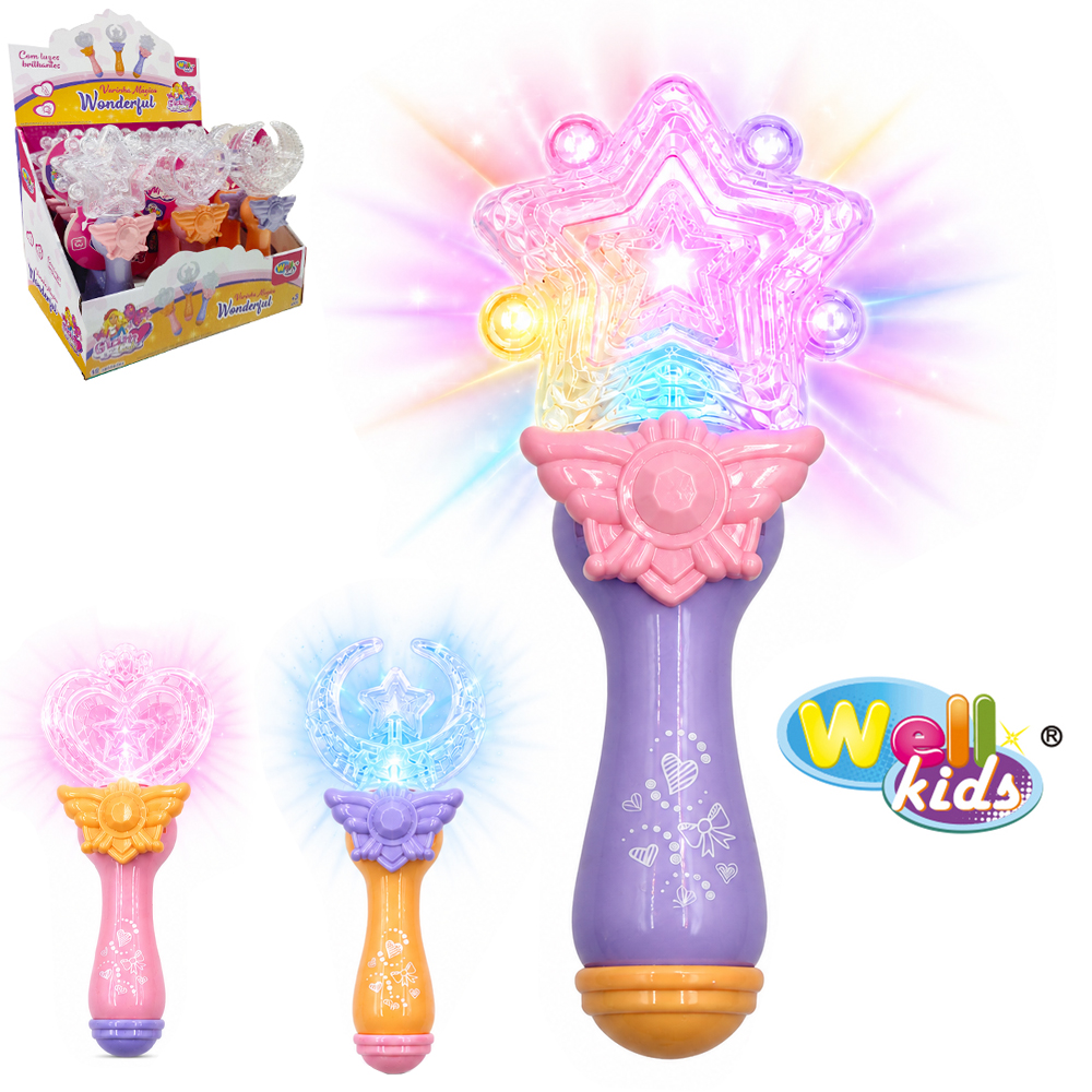 VARINHA MAGICA / CETRO ESTRELA WONDERFUL GLAM GIRLS COM LUZ A BATERIA 18CM DP PLAY