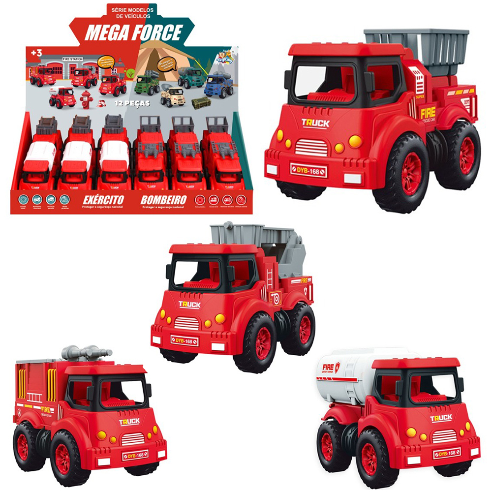 CAMINHAO BOMBEIRO A FRICCAO PULL BACK MEGA FORCE DP PLAY