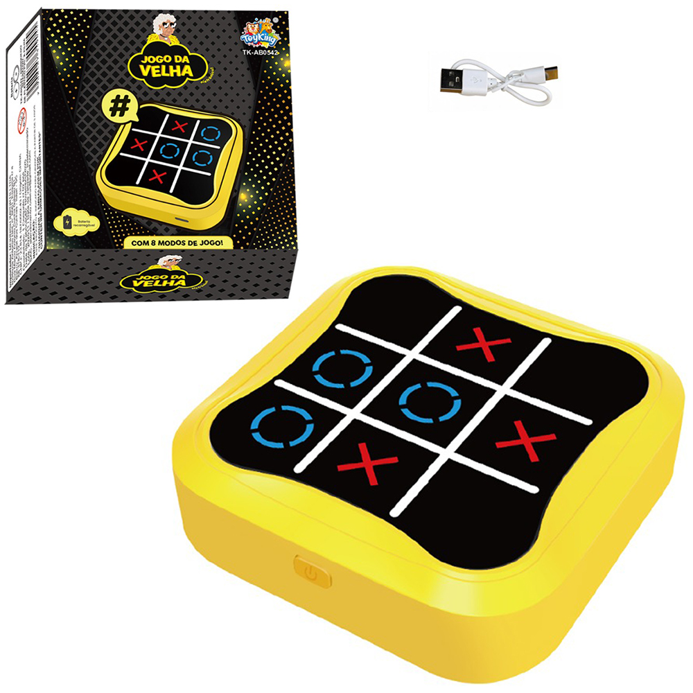 JOGO DA VELHA ( 8 MODOS DE JOGO ) RECARREGAVEL COM SENSOR TOUCH + SOM E CABO USB