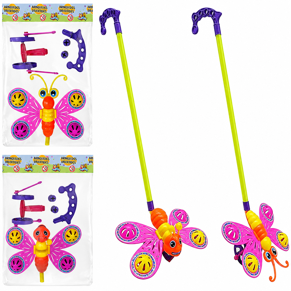 BORBOLETA BABY DE EMPURRAR COM GUIZO + CABO 40X40X18CM