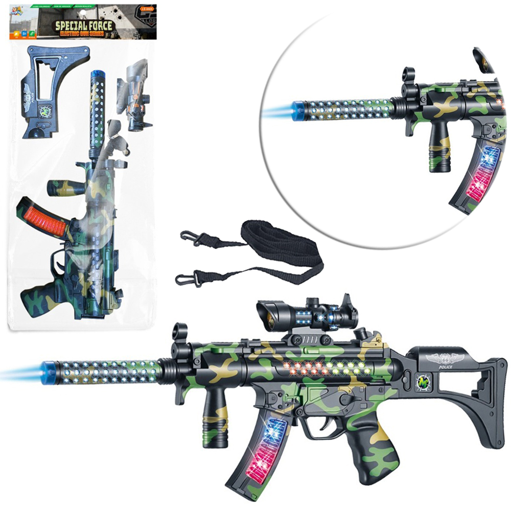 PISTOLA / METRALHADORA SPECIAL FORCE COM LASER + SOM E LUZ A PILHA