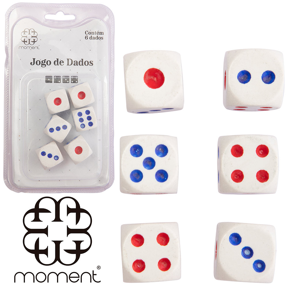 JOGO DE DADOS MOMENT COM 6 PECAS 1,5CM