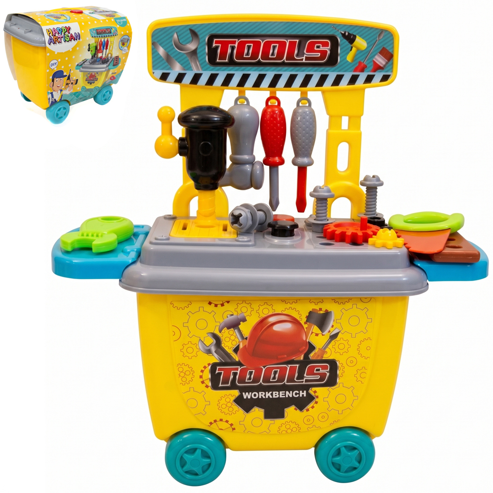 KIT FERRAMENTA INFANTIL COM SERROTE + MARTELO E ACESSORIOS HAPPY ASTISAN 19 PECAS NO CARRINHO