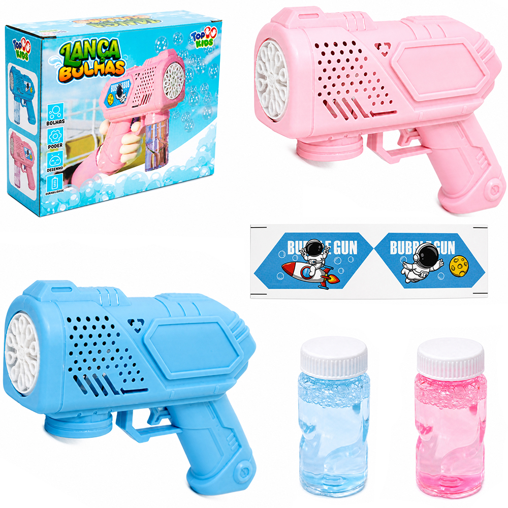 LANCA BOLHA DE SABAO PISTOLA A PILHA TOP KIDS