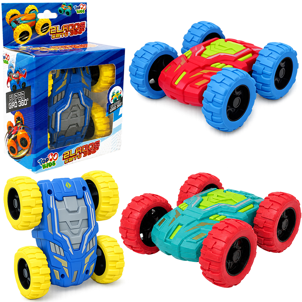 CARRO MALUCO CAMBALHOTA A FRICCAO DUPLA FACE 2 LADOS CARRO 360º TOP KIDS 11,5X10,5X5CM