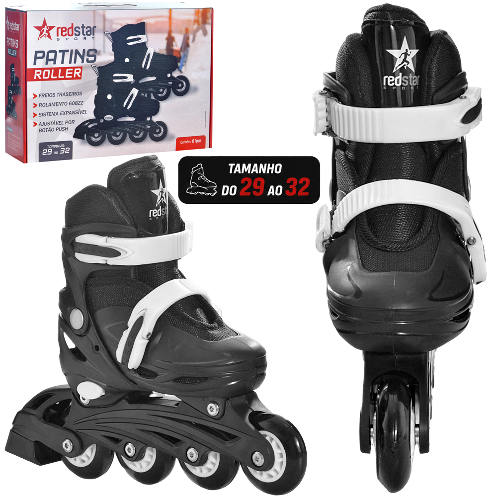 PATINS UNISSEX ROLLER AJUSTAVEL COM FREIO TAMANHO 29-32