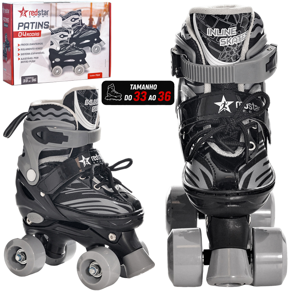 PATINS UNISSEX AJUSTAVEL COM FREIO TAMANHO 33-36