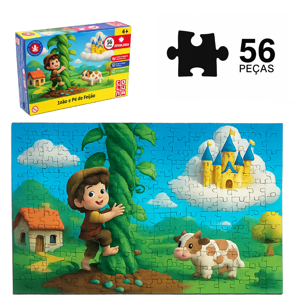 QUEBRA CABECA JOAO E O PE DE FEIJAO COM 56 PECAS 26,5X17,5CM 