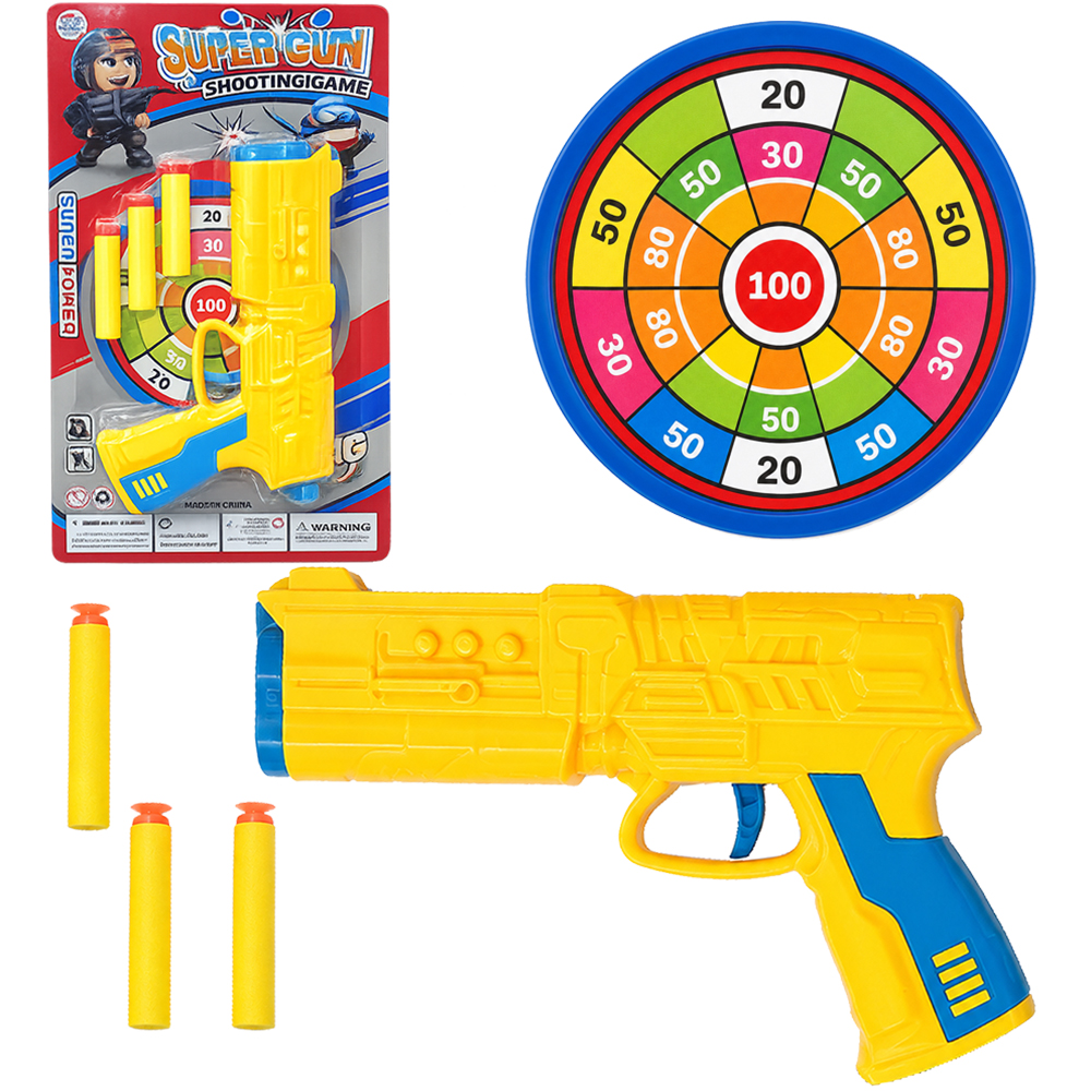 PISTOLA / REVOLVER LANCA DARDO ESPUMA / VENTOSA COM 3 DARDOS SUPER GUN SHOOOTING GAME 