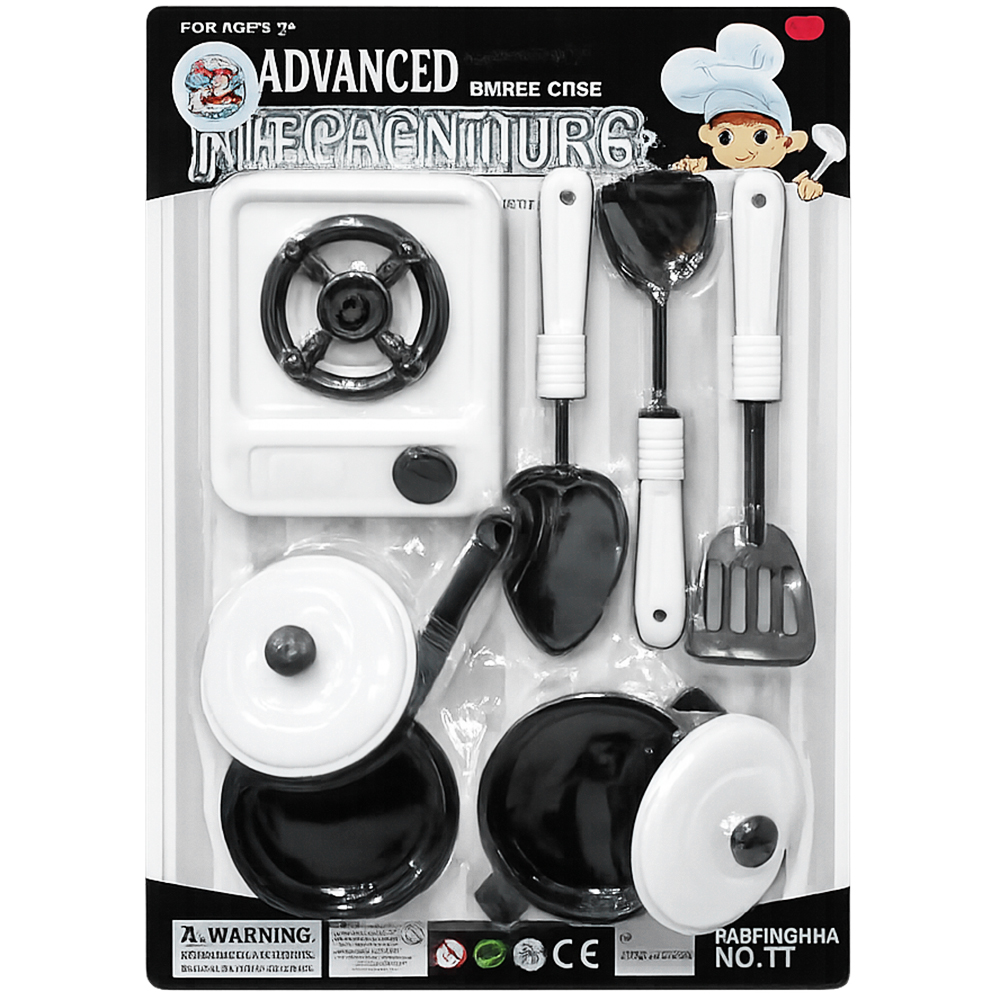 KIT COZINHA INFANTIL COM FOGAO + FRIGIDEIRA E ACESSORIOS KITCHENWARE 8 PECAS 