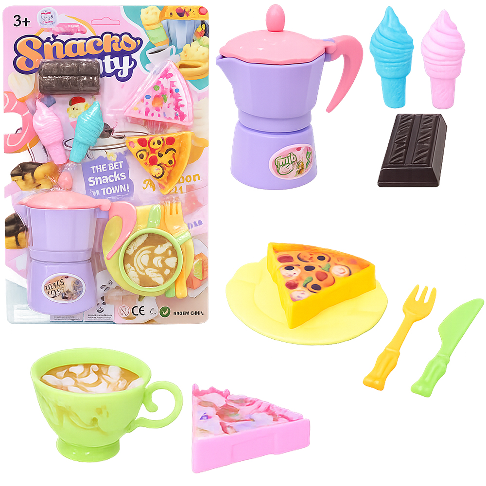KIT COZINHA INFANTIL COM CAFETEIRA ITALIANA + XICARA E ACESSORIOS SMACKS PARTY 10 PECAS 