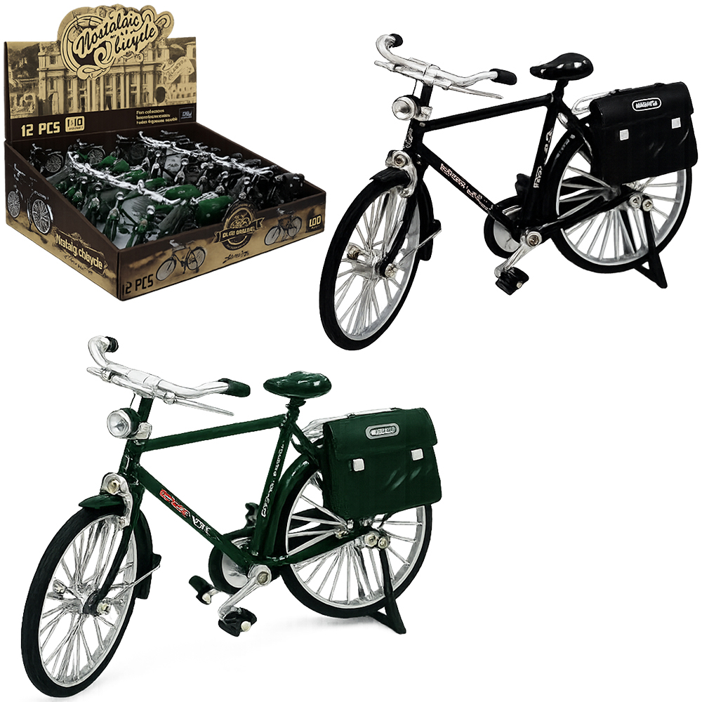 BICICLETA DE METAL COLECAO COM BAGAGEIRO E BOLSA NOSTALGIA 18X10,5X5,5CM DP PLAY 