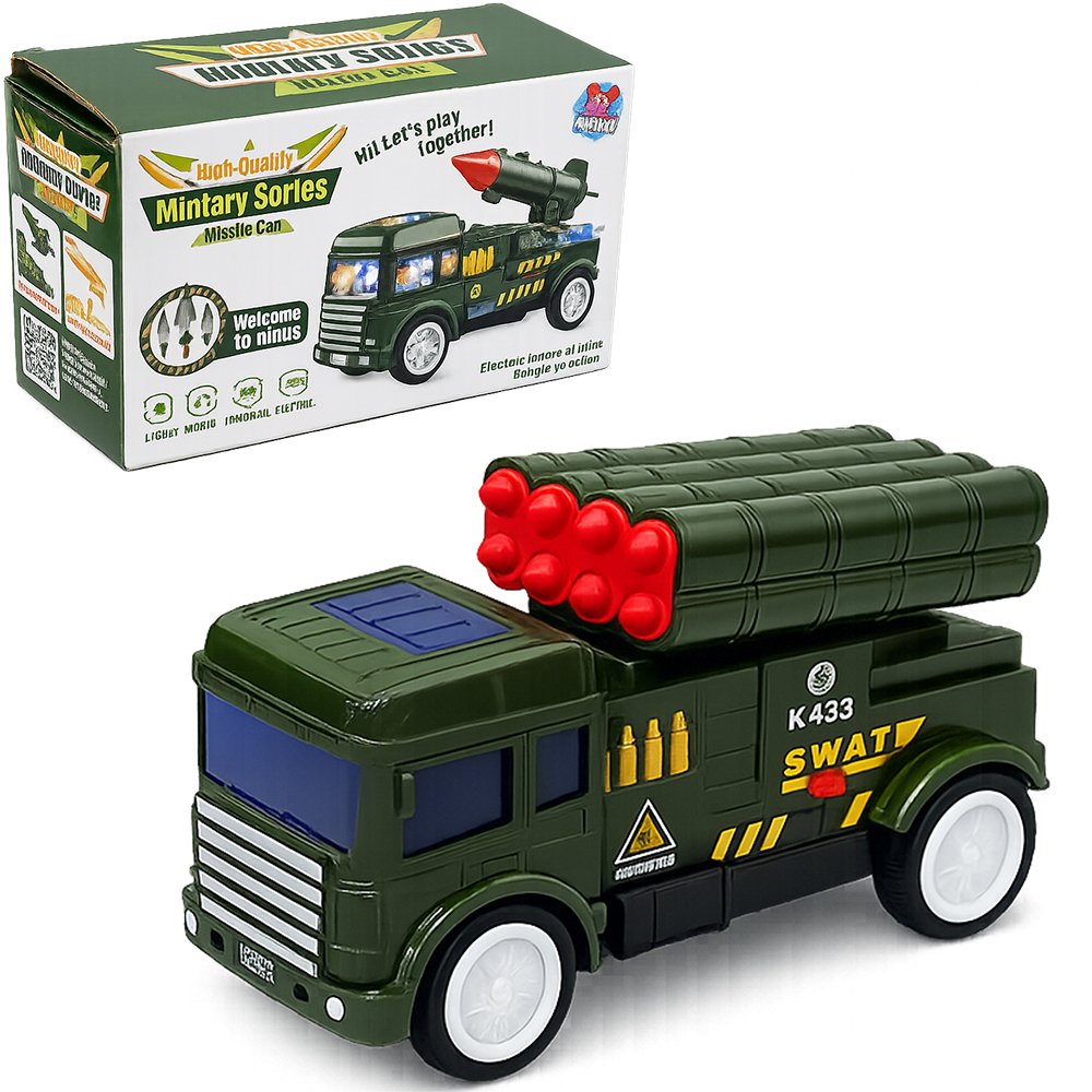 CAMINHAO BATE E VOLTA MILITAR MILITARY SERIES COM SOM E LUZ A PILHA