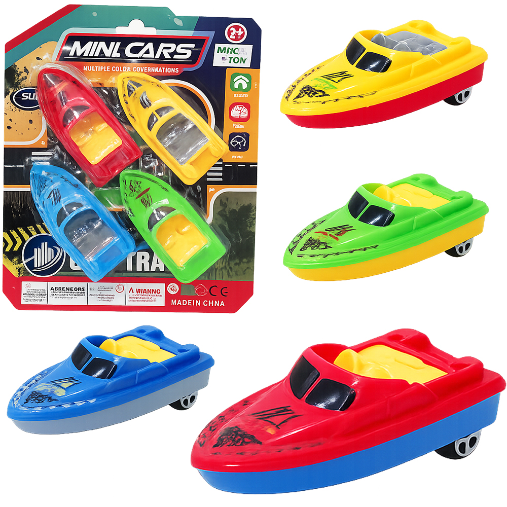 BARCO MINI CARS RODA LIVRE COM 4 PECAS 9X4X2,5CM