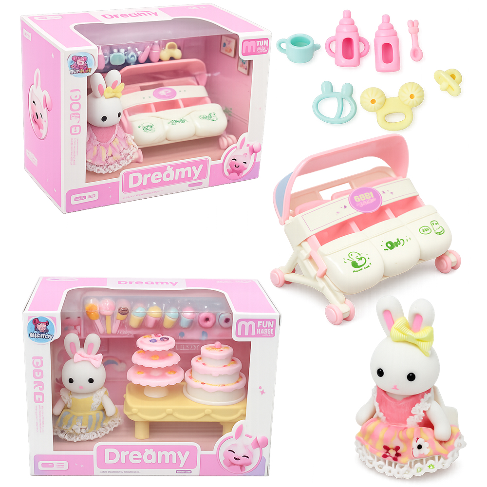 KIT PET COM COELHO + BOLO E ACESSORIOS DREAMY 