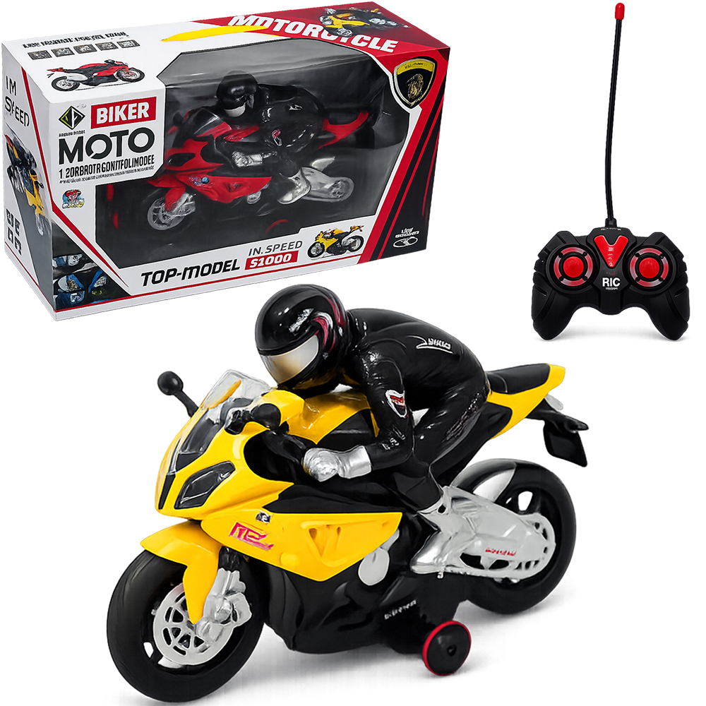 MOTO COM BONECO + CONTROLE REMOTO SEM FIO TOP-MODEL I'M SPEED S1000 COM SOM + LUZ A BATERIA RECARREGAVEL