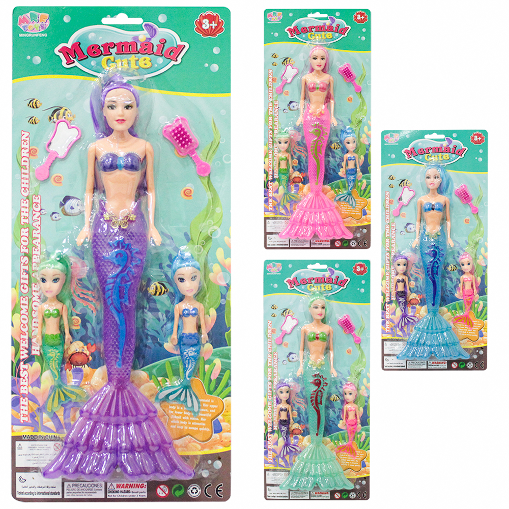 BONECA SEREIA MERMAID GUTE MAE E FILHA COM ESPELHO + ESCOVA 5 PECAS