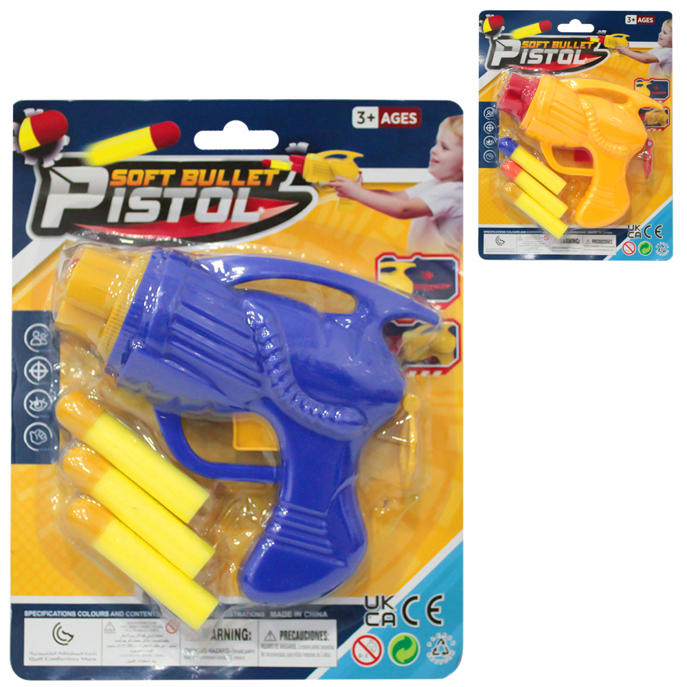 PISTOLA / REVOLVER LANCA DARDO ESPUMA COM 3 DARDOS SOFT BULLET PISTOL