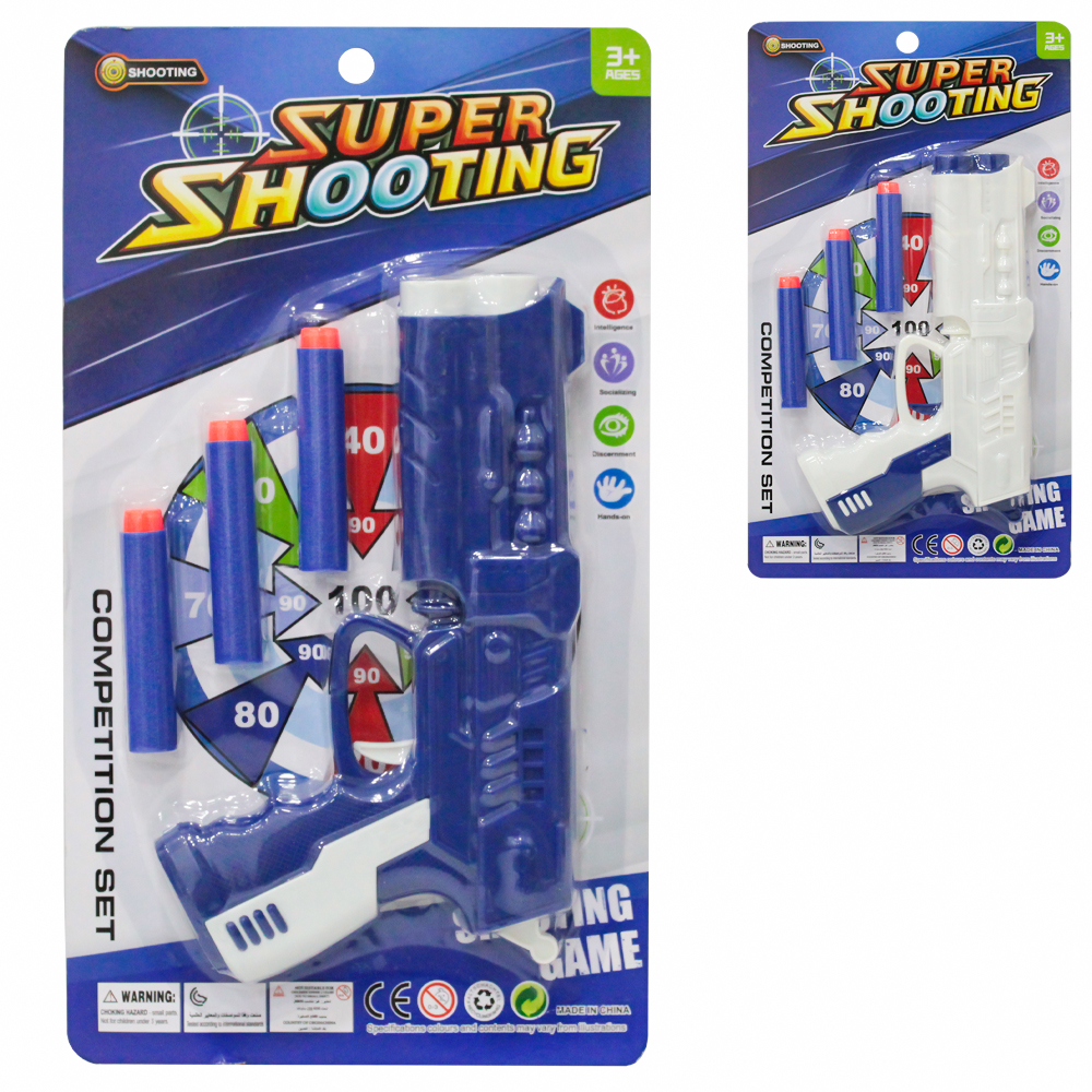 PISTOLA / REVOLVER LANCA DARDO ESPUMA COM 3 DARDOS SUPER SHOOTING