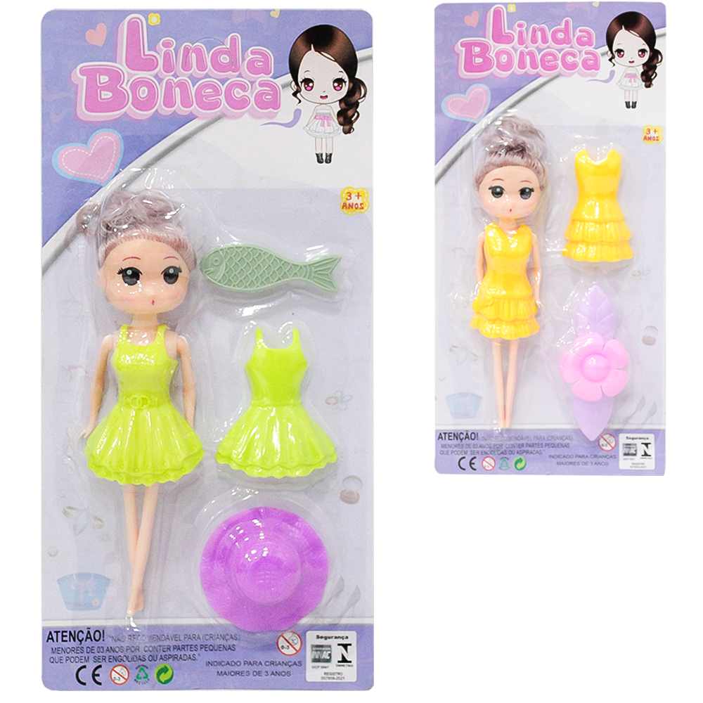 BONECA LINDA TROCA ROUPA DE PLASTICO COM ACESSORIO