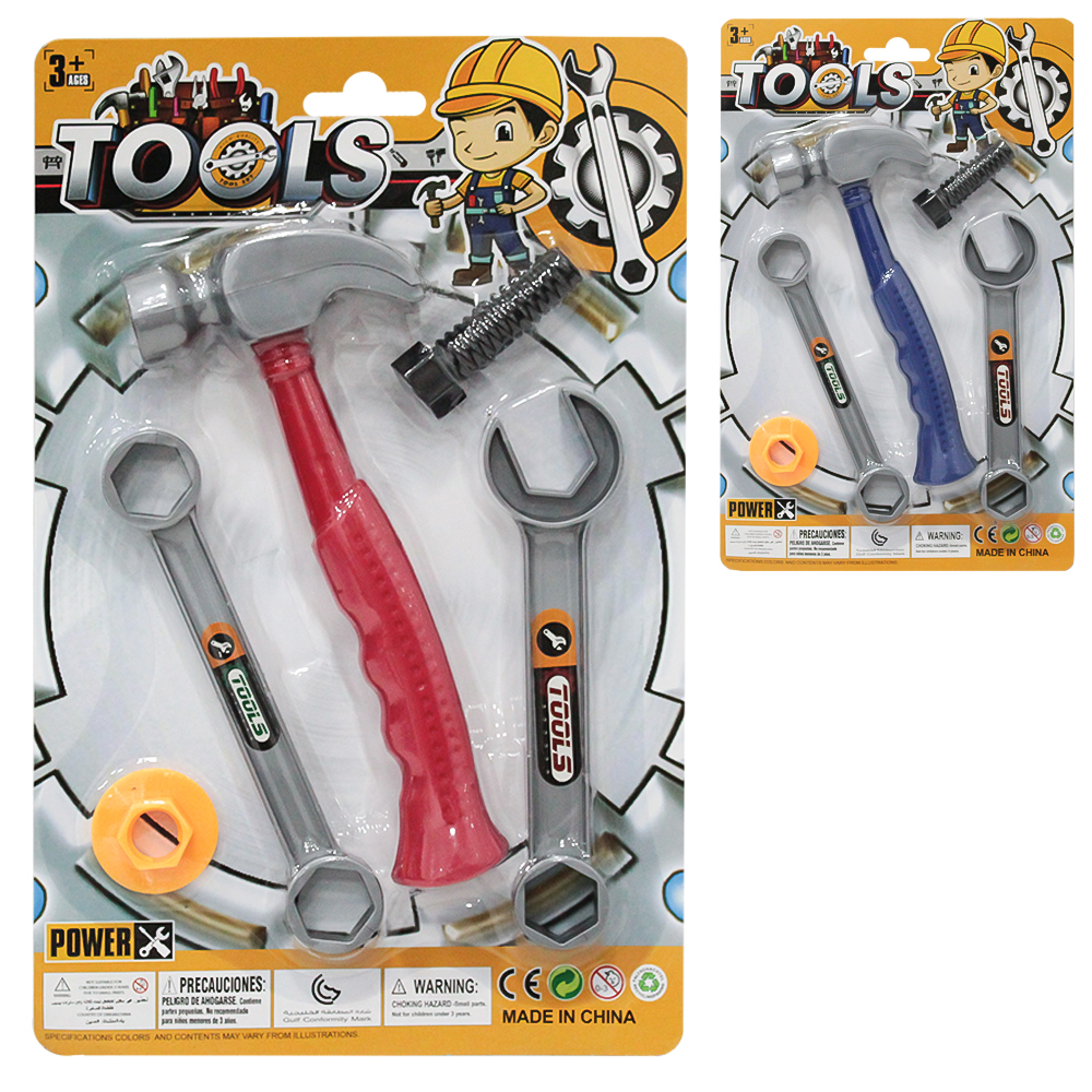 KIT FERRAMENTA INFANTIL COM MARTELO + PARAFUSO E ACESSORIOS TOOLS 5 PECAS